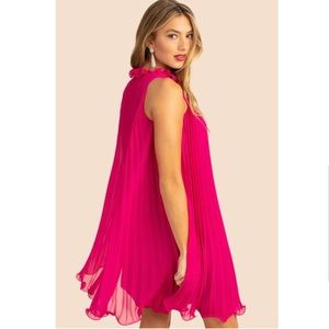 Trina Turk Ely Pleated Ruffle Mini Dress A Line Hot Pink size Small